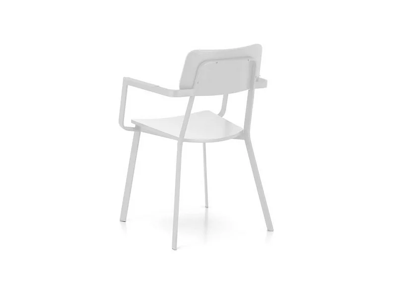 Set di 4 sedie bianche moderne in legno laccato "Estia" con braccioli e struttura in metallo cm 51,5x61 82h