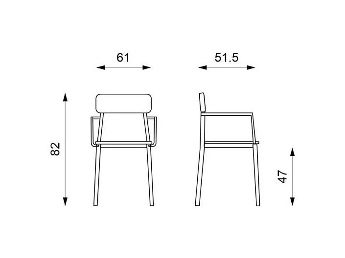 Set di 4 sedie bianche moderne in legno laccato "Estia" con braccioli e struttura in metallo cm 51,5x61 82h
