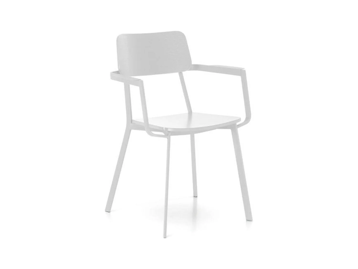 Ensemble de 4 chaises modernes blanches en bois laqué "Estia" avec accoudoirs et structure en métal cm 51,5x61 82h