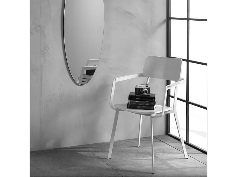 Set di 4 sedie bianche moderne in legno laccato "Estia" con braccioli e struttura in metallo cm 51,5x61 82h