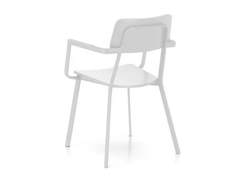 Set di 4 sedie bianche moderne in legno laccato "Estia" con braccioli e struttura in metallo cm 51,5x61 82h