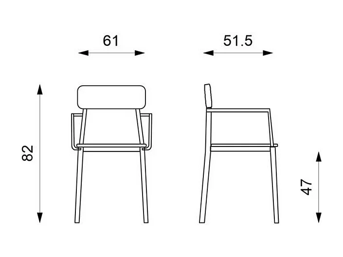 Set di 4 sedie bianche moderne in legno laccato "Estia" con braccioli e struttura in metallo cm 51,5x61 82h