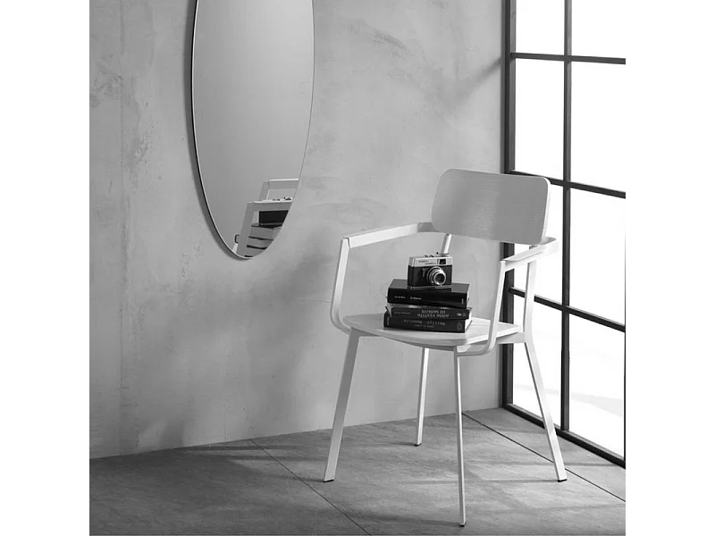 Zestaw 4 nowoczesnych białych krzeseł z lakierowanego drewna "Estia" z podłokietnikami i metalową ramą cm 51,5x61 82h