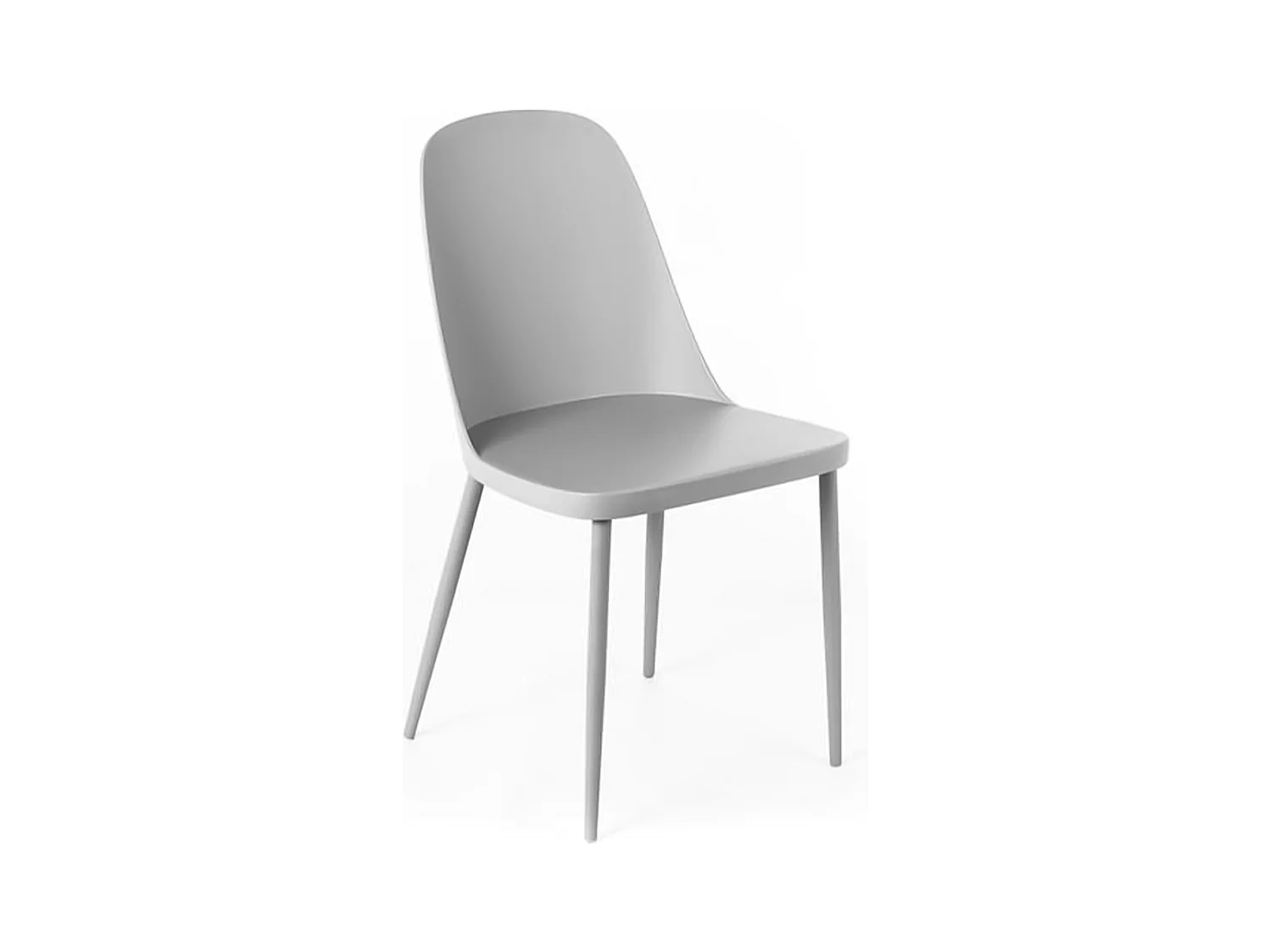 Set di 4 sedie moderne in polipropilene grigio chiaro "Paola" con gambe in metallo verniciato