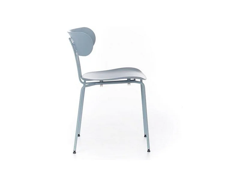 Set di 4 sedie azzurre moderne in polipropilene da pranzo "Bora" con gambe in metallo elegante cm 51x45 82h