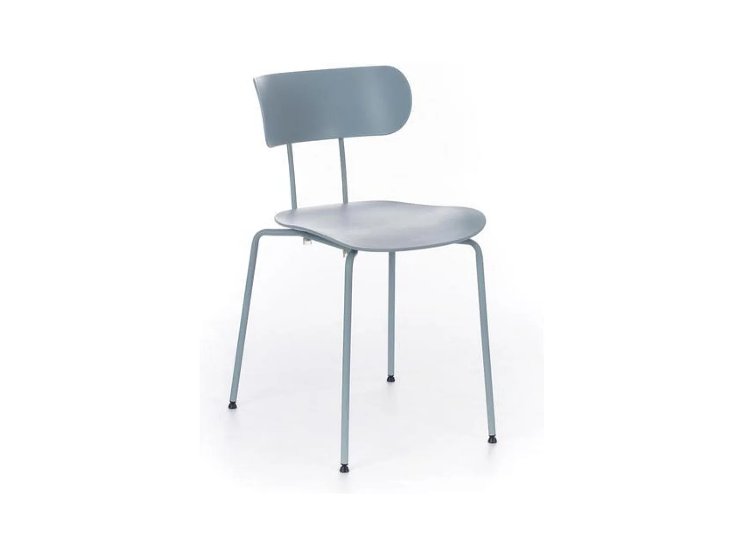 Conjunto de 4 sillas de comedor modernas "Bora" de polipropileno azul con elegantes patas de metal cm 51x45 82h