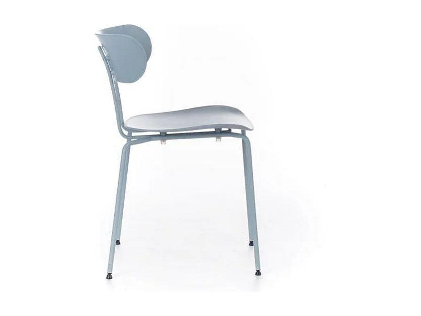 Set di 4 sedie azzurre moderne in polipropilene da pranzo "Bora" con gambe in metallo elegante cm 51x45 82h