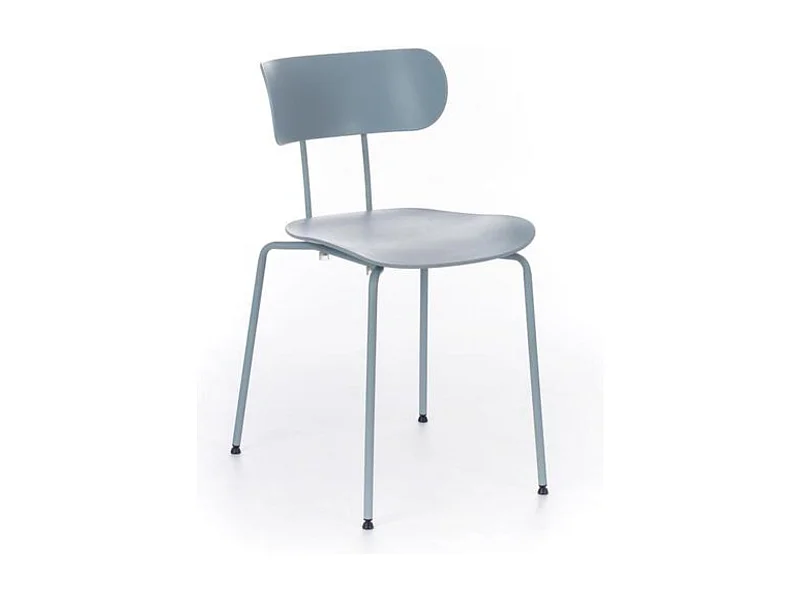 Lot de 4 chaises de salle à manger modernes en polypropylène bleu "Bora" avec pieds élégants en métal cm 51x45 82h