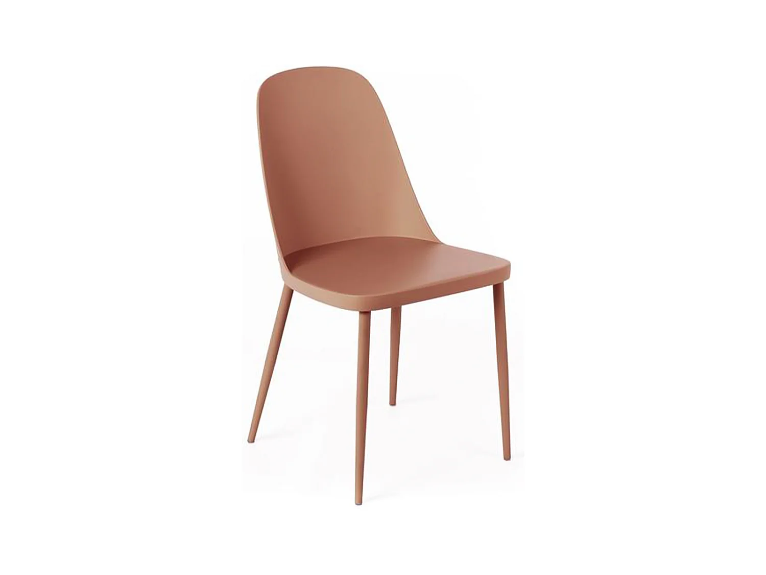 Ensemble de 4 chaises modernes "Paola" en polypropylène couleur rouille avec pieds en métal peint