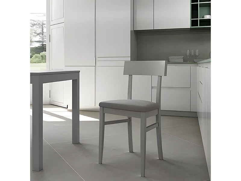 Set di 2 sedie da soggiorno grigio chiaro "Siena" in legno laccato imbottite moderne cm 44x45 82h