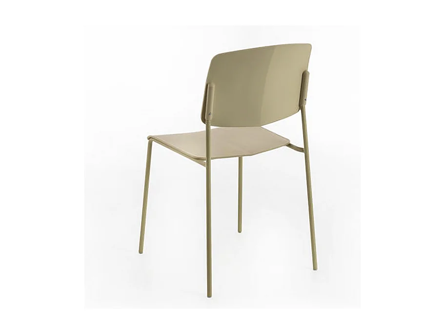 Set di 4 sedie gialle moderne in polipropilene "Giada" impilabili con gambe in metallo verniciato