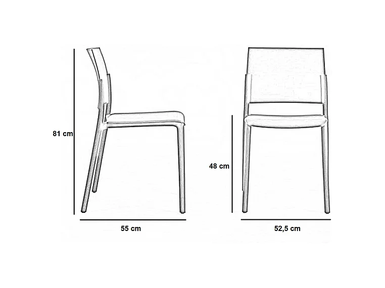 Set di 4 sedie impilabili da soggiorno grigio chiaro "Sabrina" in polipropilene moderne cm 52,5x55 81h
