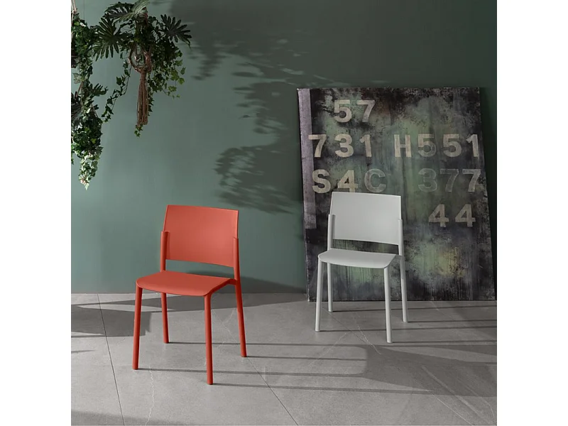 Set di 4 sedie impilabili da soggiorno grigio chiaro "Sabrina" in polipropilene moderne cm 52,5x55 81h