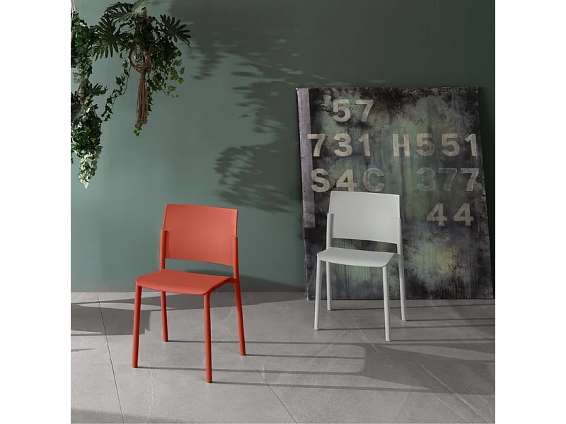 Set di 4 sedie impilabili da soggiorno grigio chiaro "Sabrina" in polipropilene moderne cm 52,5x55 81h