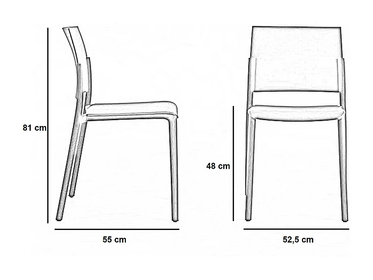 Set di 4 sedie impilabili da soggiorno grigio chiaro "Sabrina" in polipropilene moderne cm 52,5x55 81h