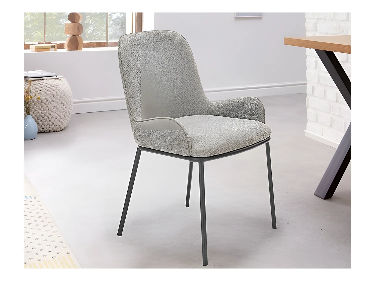 Sedia K481/Rivestimento in tessuto/Grigio