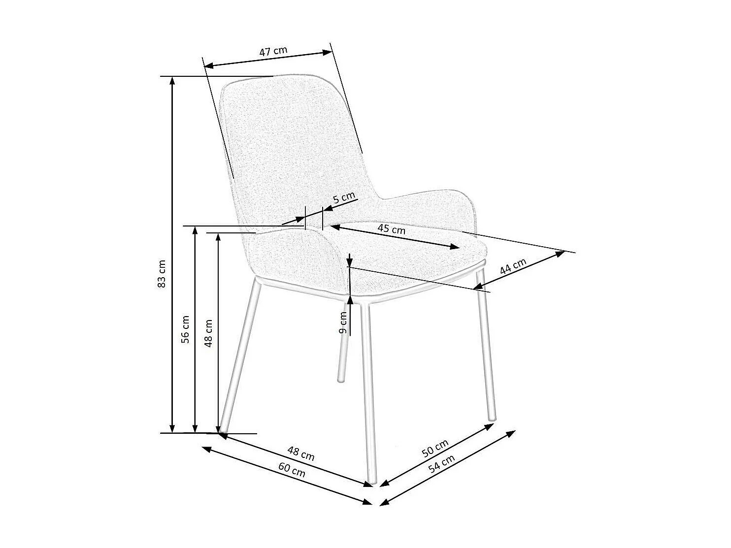 Sedia K481/Rivestimento in tessuto/Grigio