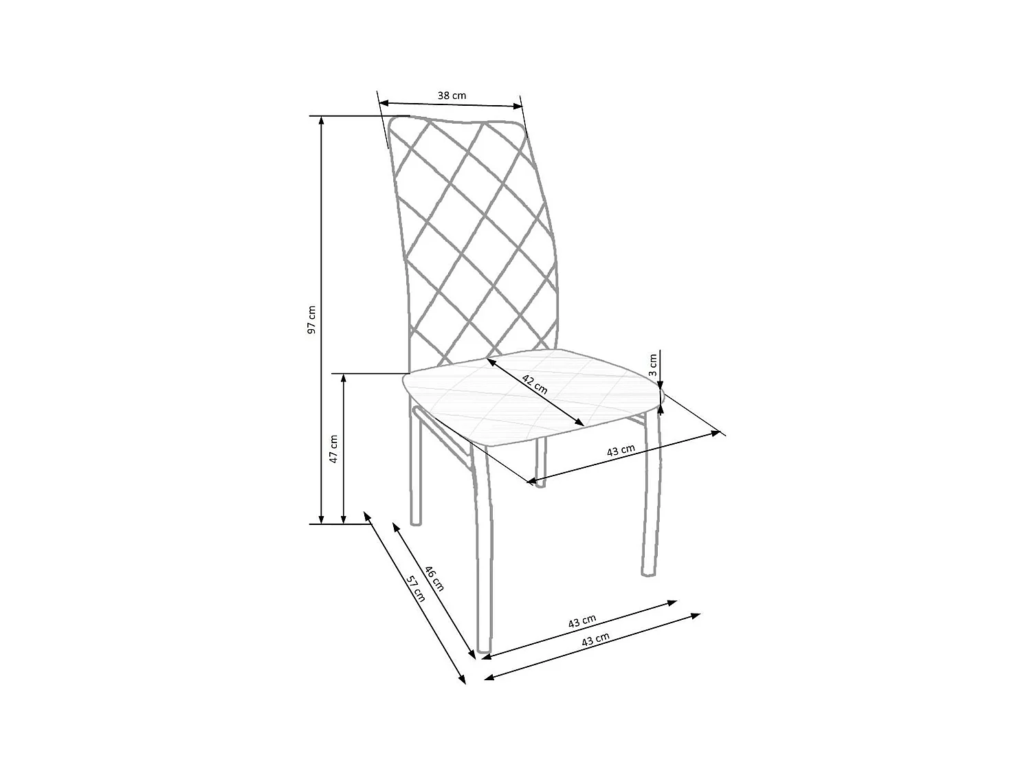 Sedia K309/rivestimento in tessuto/Grigio