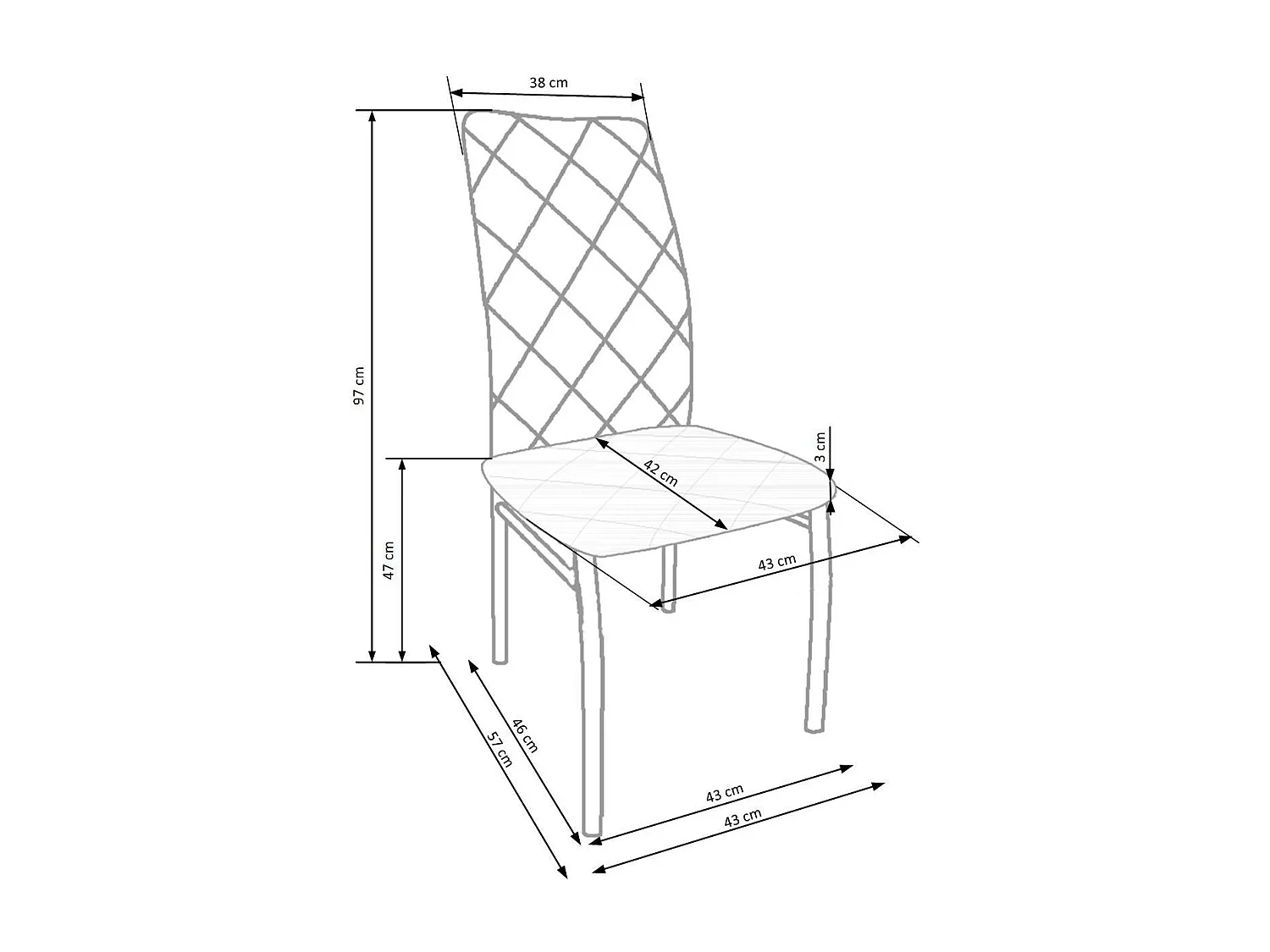 Chaise K309/revêtement en tissu/Gris