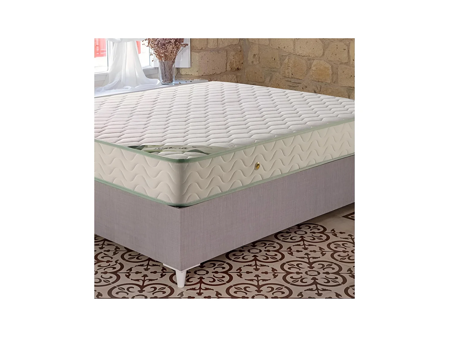 Matelas Almero Natura /180x200/ressorts et alèses/blanc