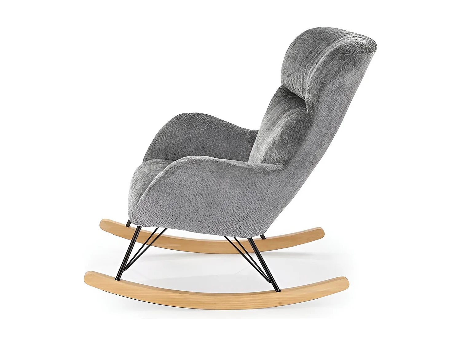 Fauteuil à bascule Castro/Tissu-Bouclé/Gris