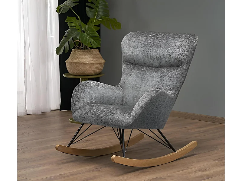 Fauteuil à bascule Castro/Tissu-Bouclé/Gris