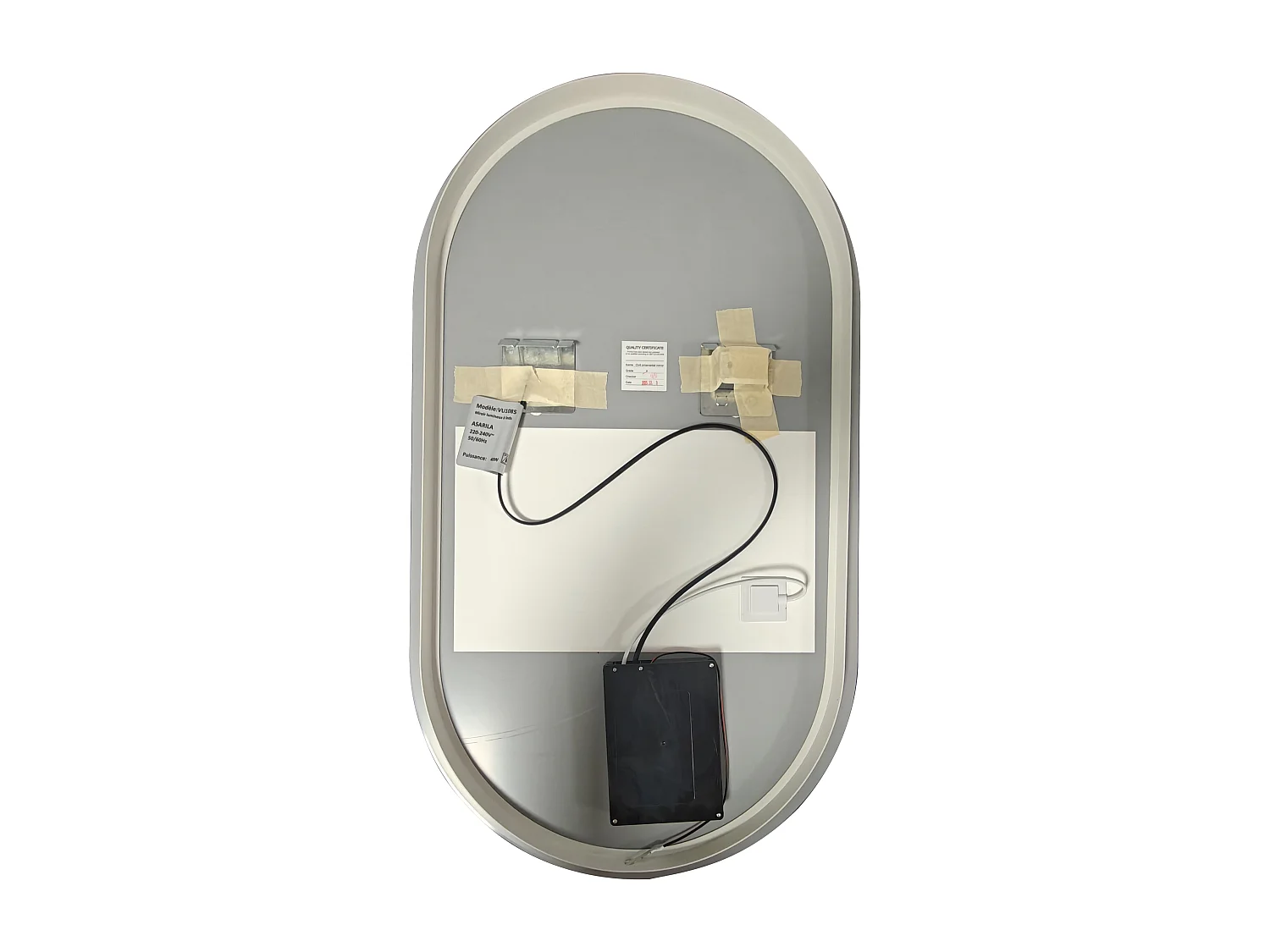 Miroir de salle de bain lumineux ovale anti-buée avec bouton tactile - 50 x 90 cm - ASARILA