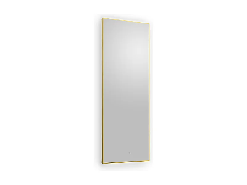 Miroir de salle de bain lumineux rectangulaire anti-buée avec bouton tactile - Contour doré - 50 x 150 cm - ORINELIA
