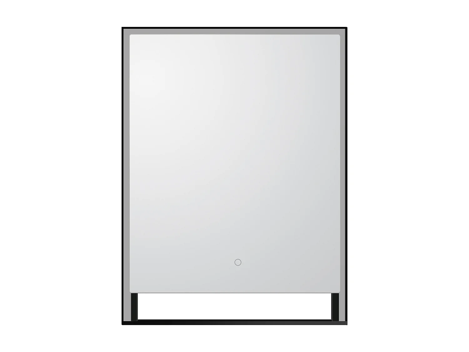 Miroir de salle de bain lumineux rectangulaire anti-buée avec étagère intégrée - Contour noir mat - 60 x 80 cm - VALONERA