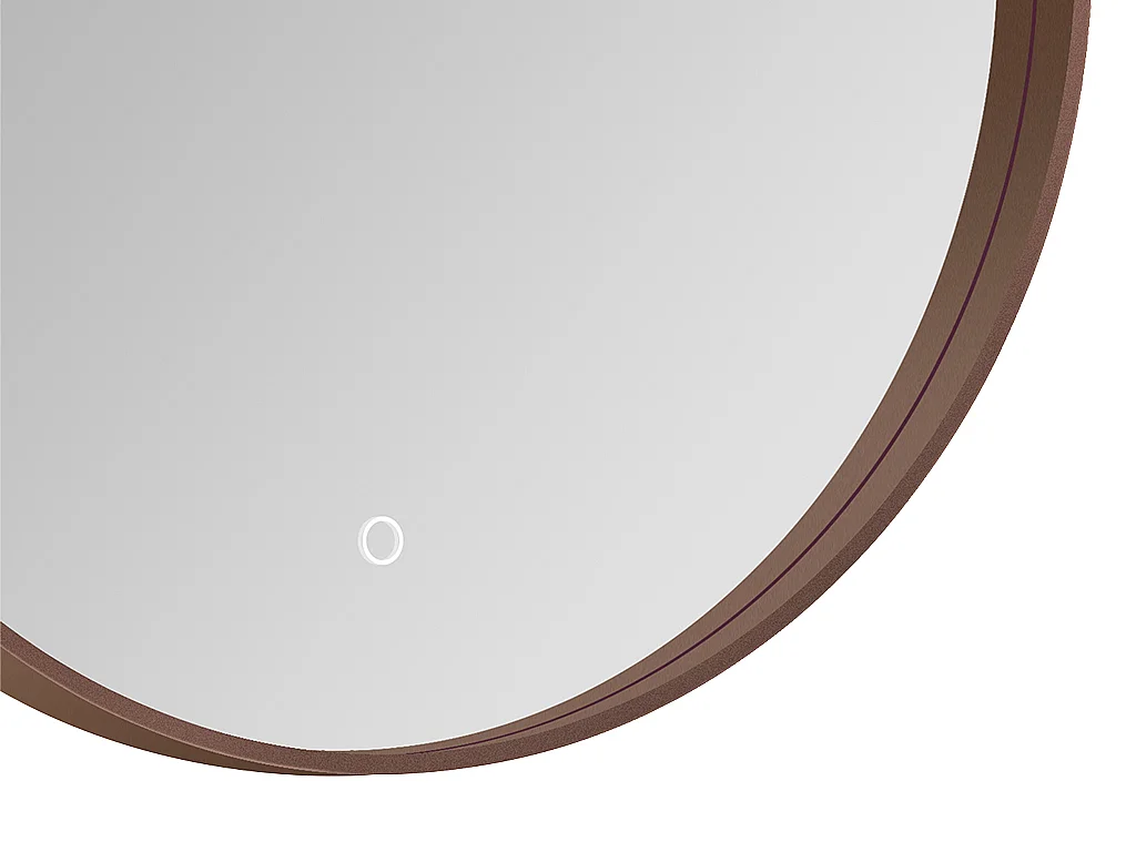 Miroir de salle de bain lumineux rond anti-buée avec bouton tactile - Contour rose gold  - D60 cm - CERALUMA