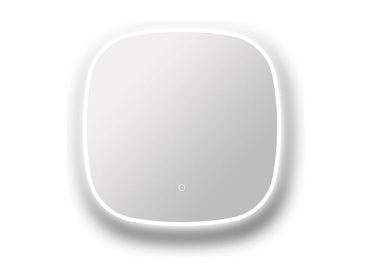 Miroir de salle de bain lumineux carré anti-buée avec bouton tactile - 60 x 60 cm - ANOLIVA