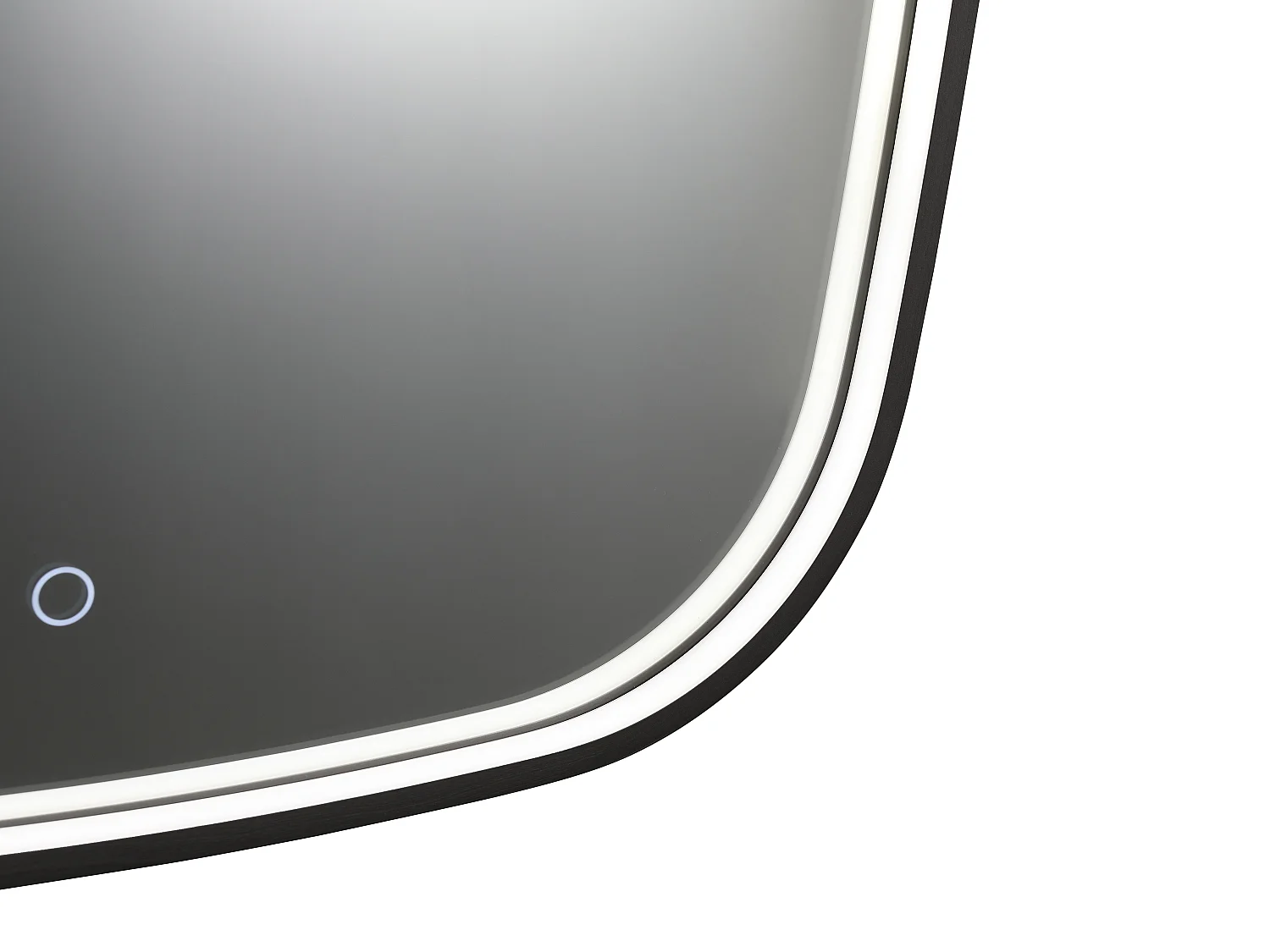 Miroir de salle de bain lumineux rectangulaire anti-buée avec bouton tactile - Contour noir mat - 60 x 80 cm - RISOLINA