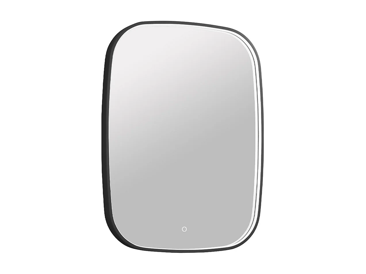 Miroir de salle de bain lumineux rectangulaire anti-buée avec bouton tactile - Contour noir mat - 60 x 80 cm - RISOLINA