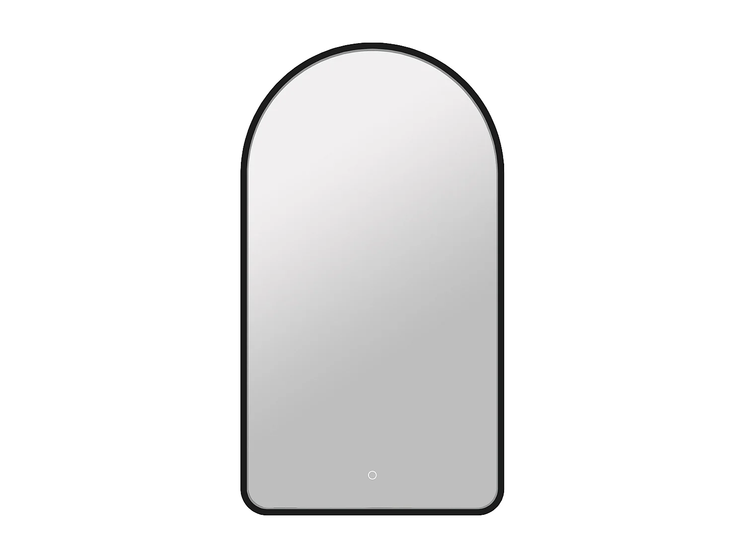 Miroir de salle de bain lumineux en arche anti-buée avec bouton tactile - Contour noir mat - 50 x 90 cm - VIANORIA