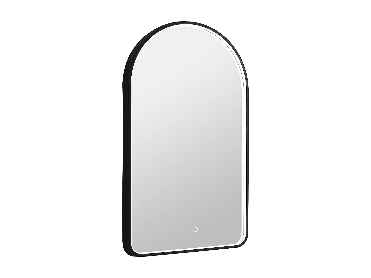 Miroir de salle de bain lumineux en arche anti-buée avec bouton tactile - Contour noir mat - 50 x 90 cm - VIANORIA