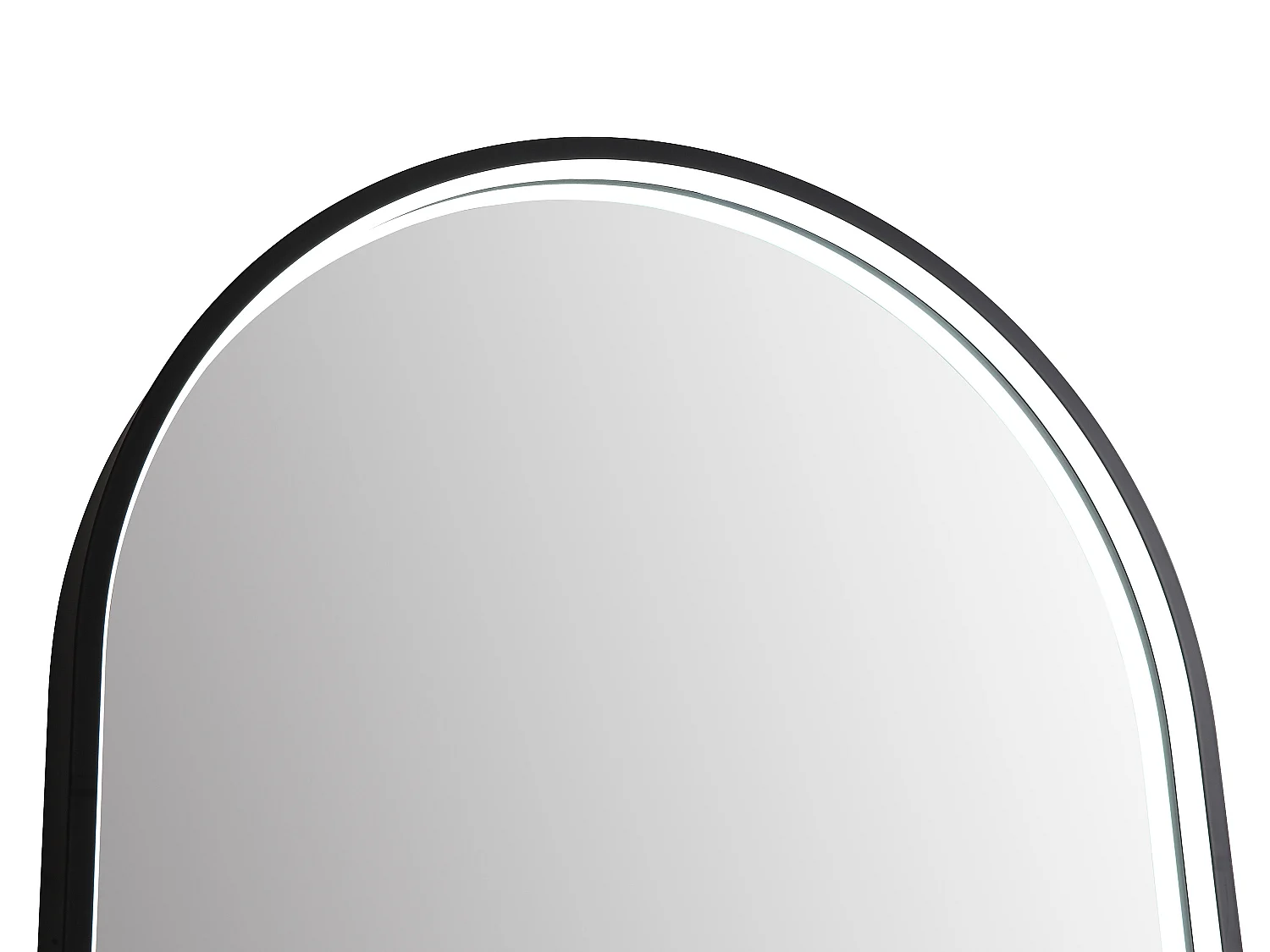 Miroir de salle de bain lumineux en arche anti-buée avec bouton tactile - Contour noir mat - 50 x 90 cm - VIANORIA