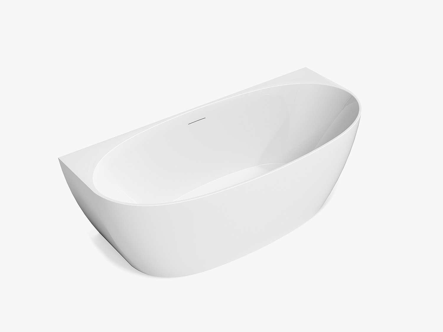 Badewanne halb freistehend Weiß – 252 L – Acryl – 170 × 80 × 58 cm – AMOSAR günstig online kaufen