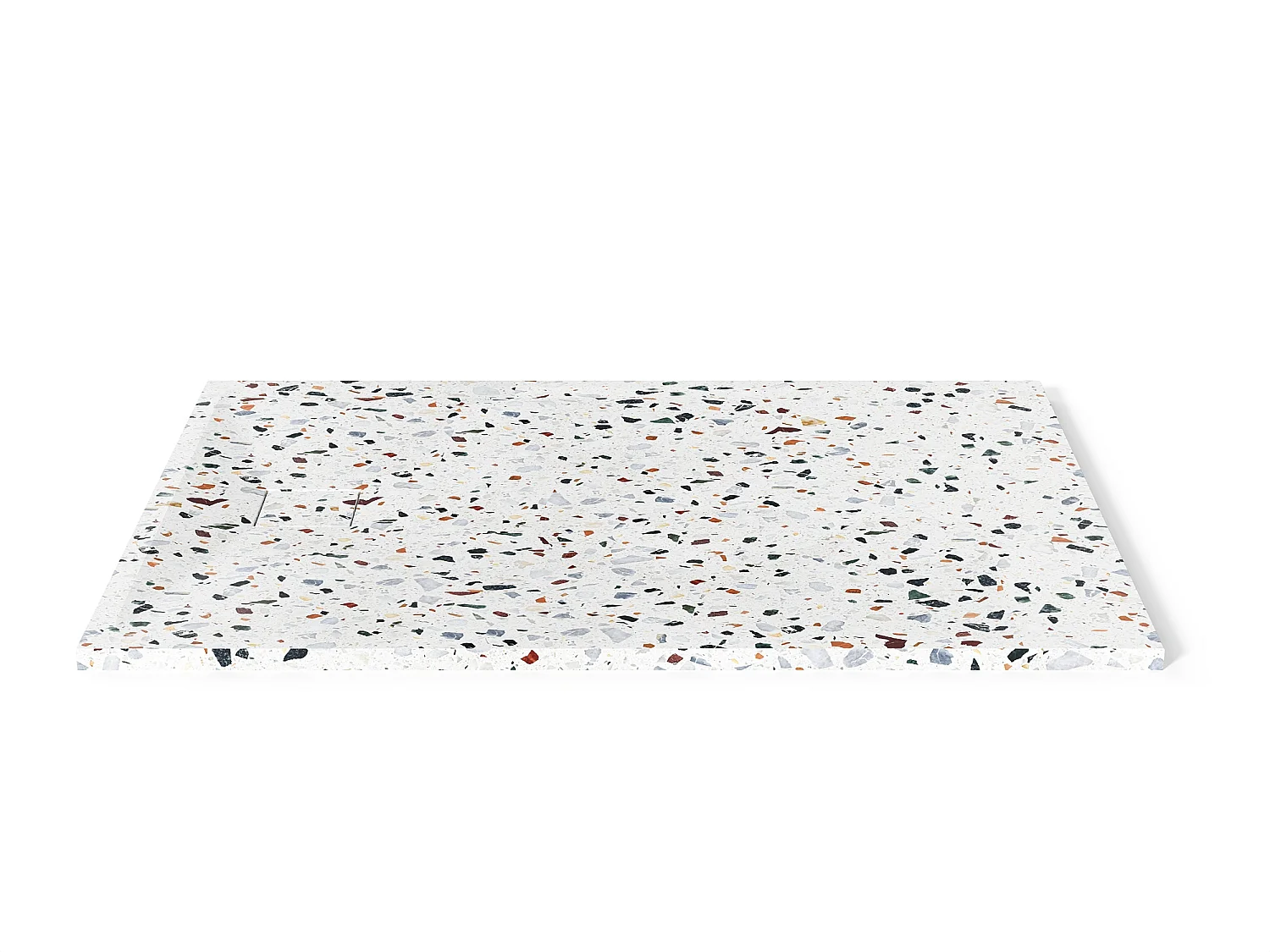 Receveur extra-plat à poser ou à encastrer recoupable en résine SMC - Effet terrazzo blanc - 120 x 90 cm - MIRNOSA