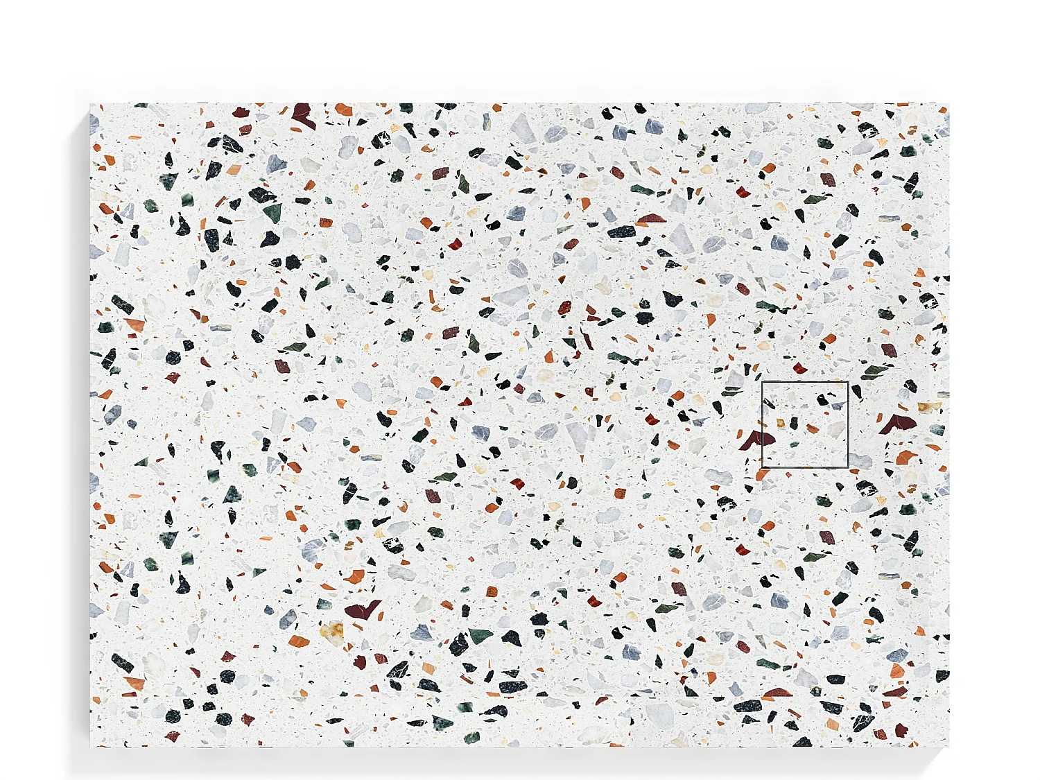 Receveur extra-plat à poser ou à encastrer recoupable en résine SMC - Effet terrazzo blanc - 140 x 90 cm - MIRNOSA