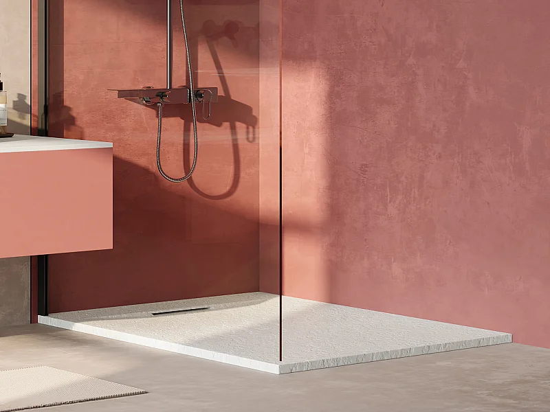 Receveur extra-plat à poser ou à encastrer recoupable en résine SMC - Blanc mat - 120 x 90 cm - TARPOSA