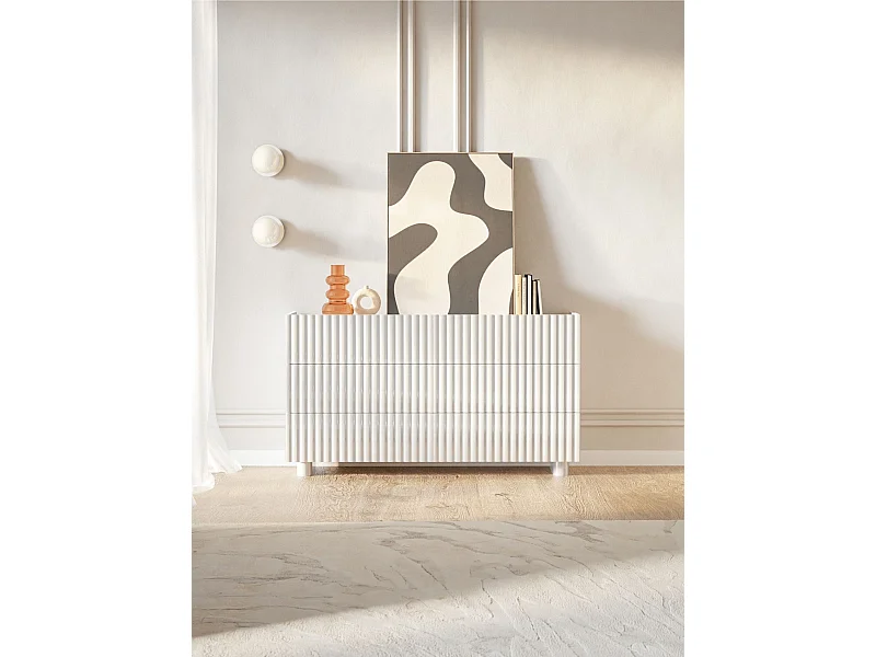 Commode avec six tiroirs – blanc brillant – 147 cm – FIORRA