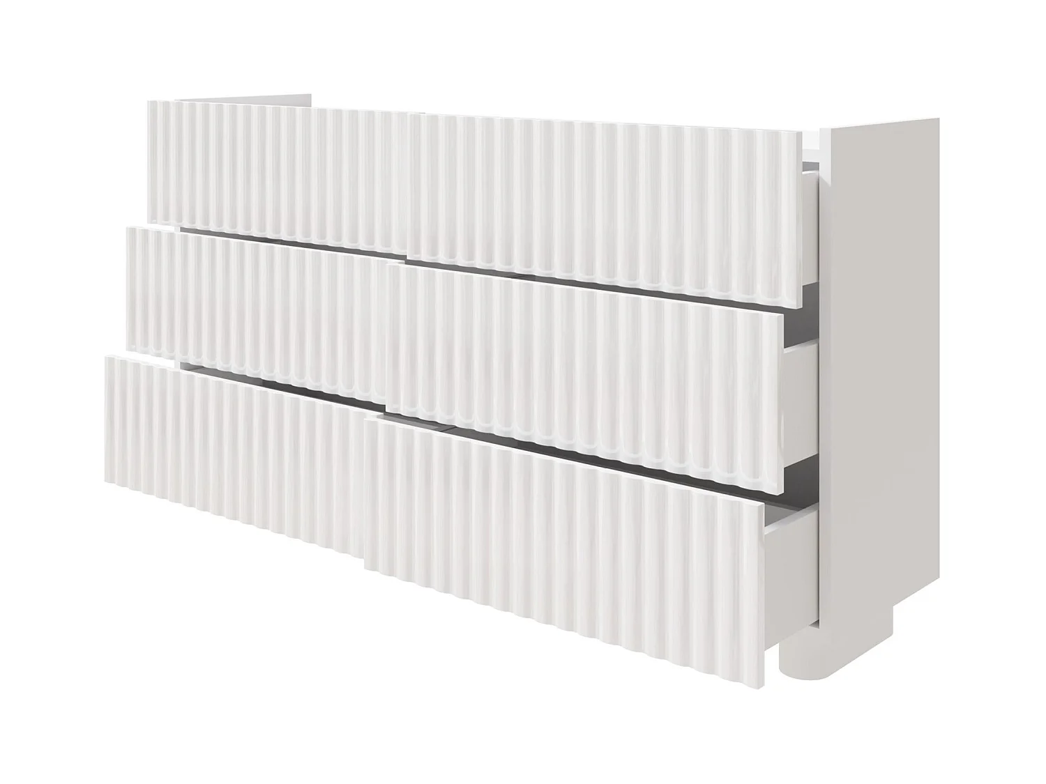 Commode avec six tiroirs – blanc brillant – 147 cm – FIORRA