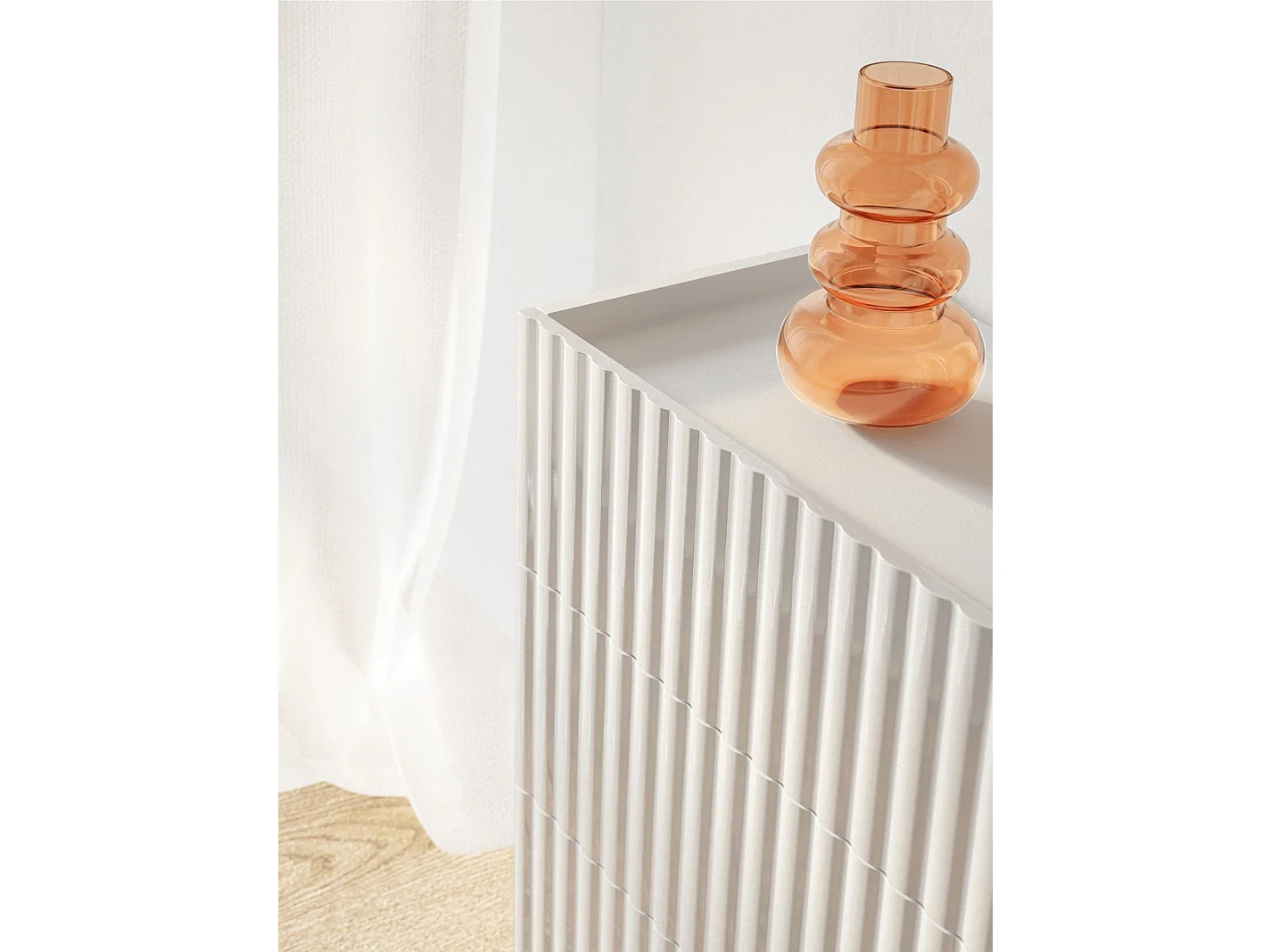 Commode avec six tiroirs – blanc brillant – 147 cm – FIORRA