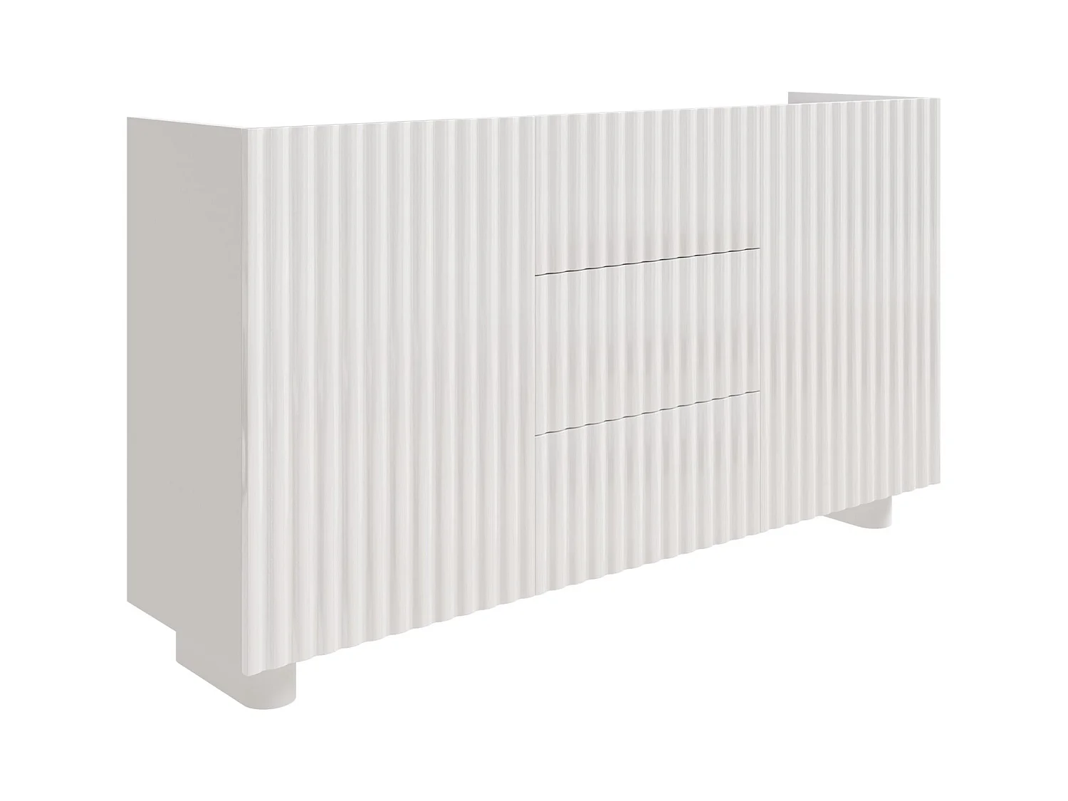 Buffet 2 portes avec trois tiroirs – blanc brillant – 144 cm – FIORRA