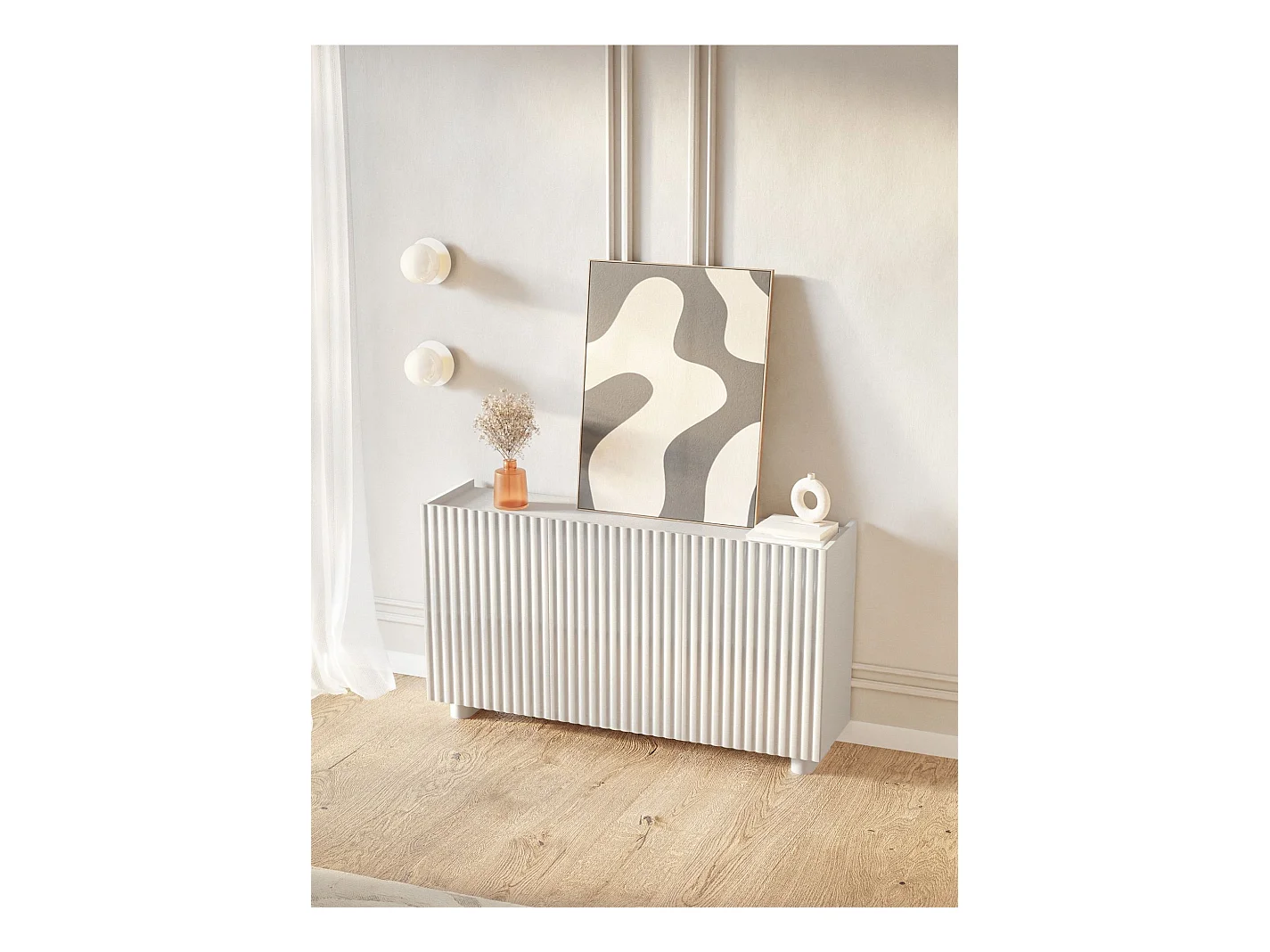 Buffet 3 portes – blanc brillant – 144 cm – FIORRA