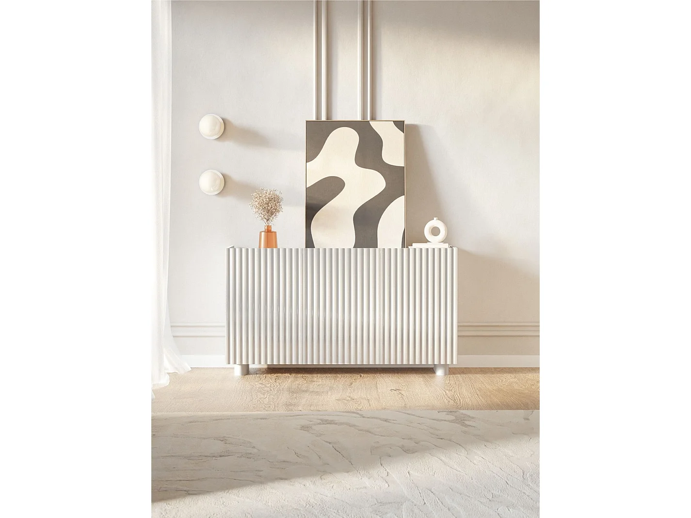 Buffet 3 portes – blanc brillant – 144 cm – FIORRA