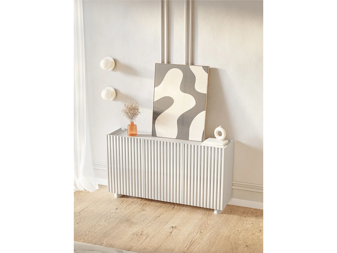 Buffet 3 portes – blanc brillant – 144 cm – FIORRA