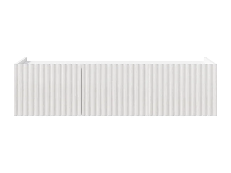 Meuble TV mural 3 portes – blanc brillant – 144 cm – FIORRA