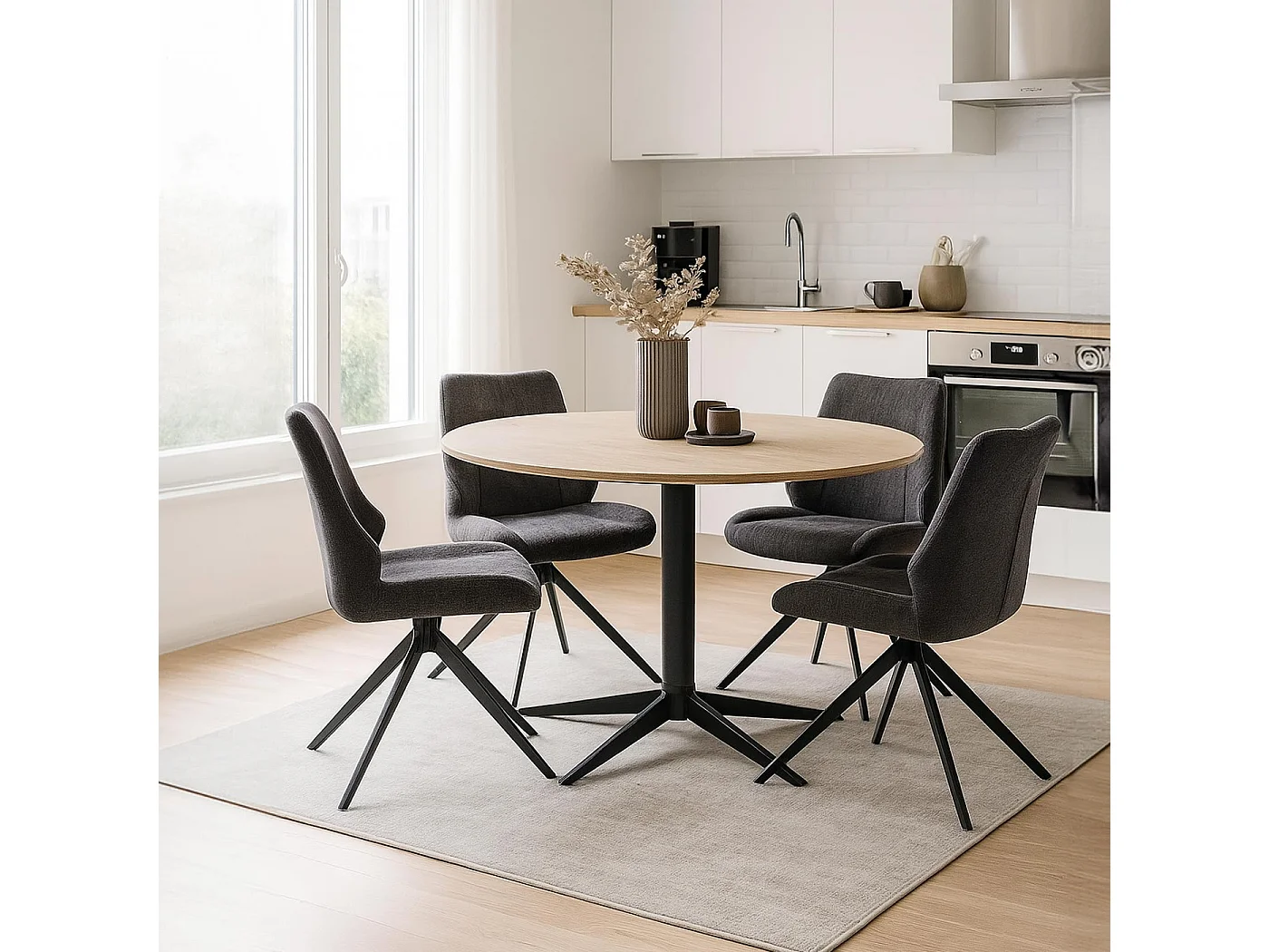 Chaise de salle à manger MCW-O48 (lot de 2),  gris