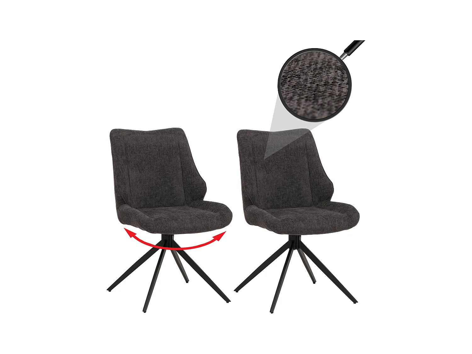 Chaise de salle à manger MCW-O48 (lot de 2),  gris